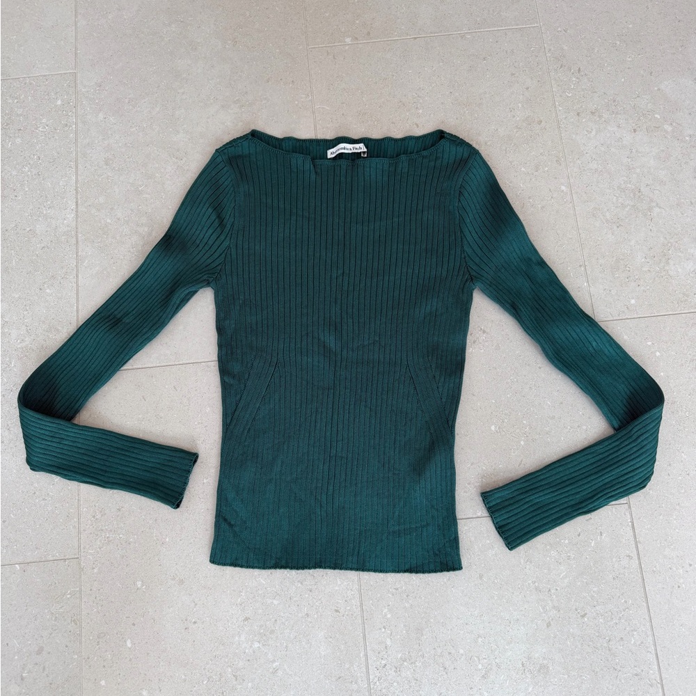 Abercrombie & Fitch Teal Ribbed Long Sleeve Top